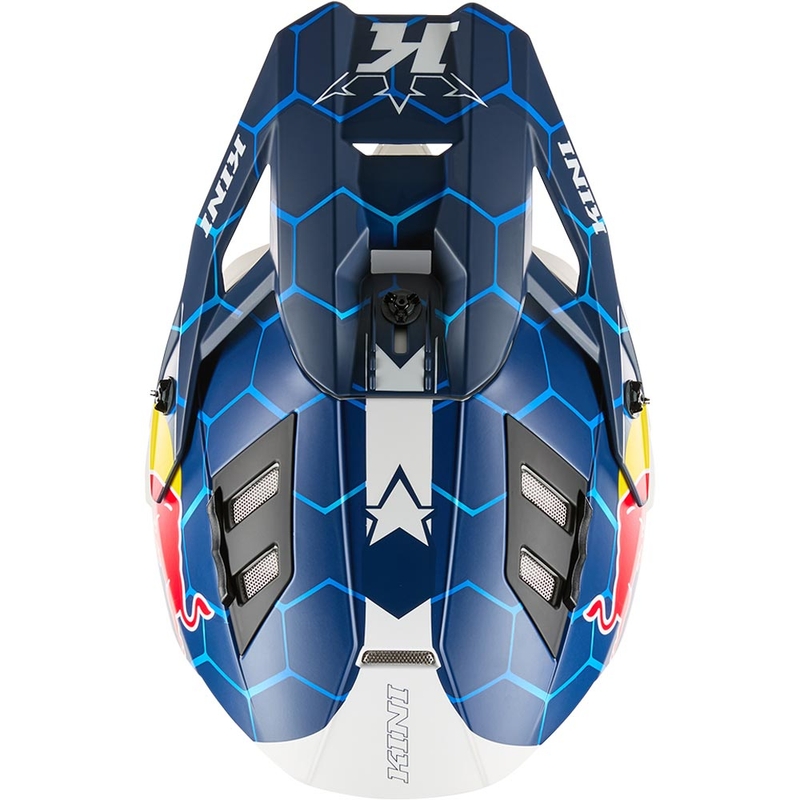 Мотокрос каска KINI Red Bull EXC синьо-бяла