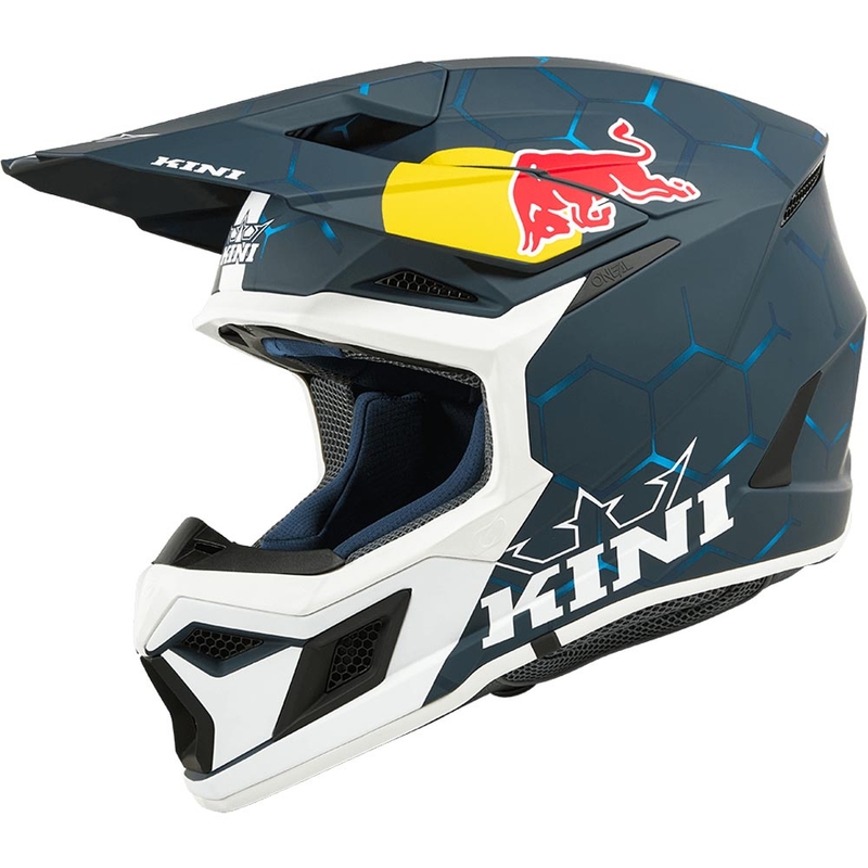 Детска мотокрос каска KINI Red Bull MX3 1.0 синьо-бяла
