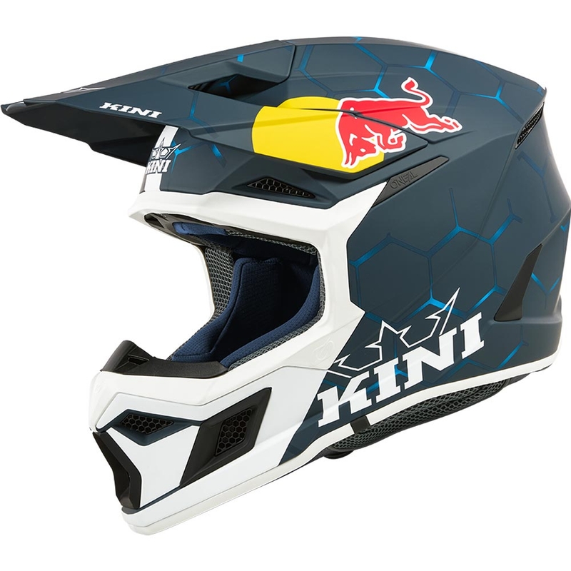 Детска мотокрос каска KINI Red Bull MX3 1.0 синьо-бяла