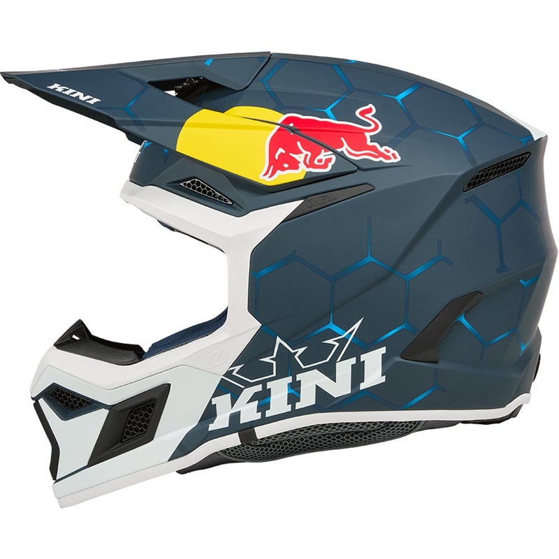Детска мотокрос каска KINI Red Bull MX3 1.0 синьо-бяла
