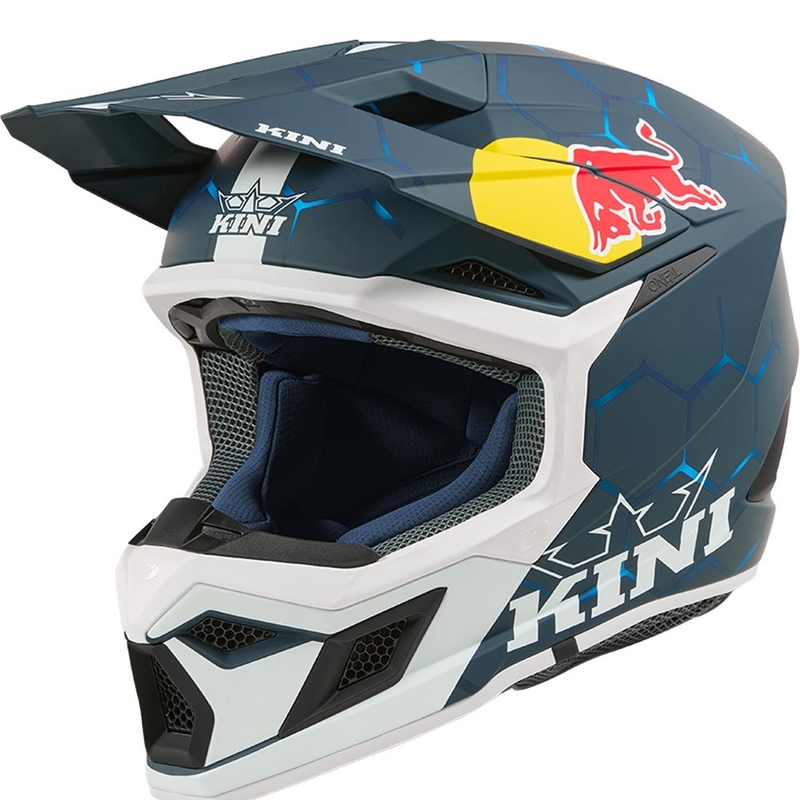Детска мотокрос каска KINI Red Bull MX3 1.0 синьо-бяла