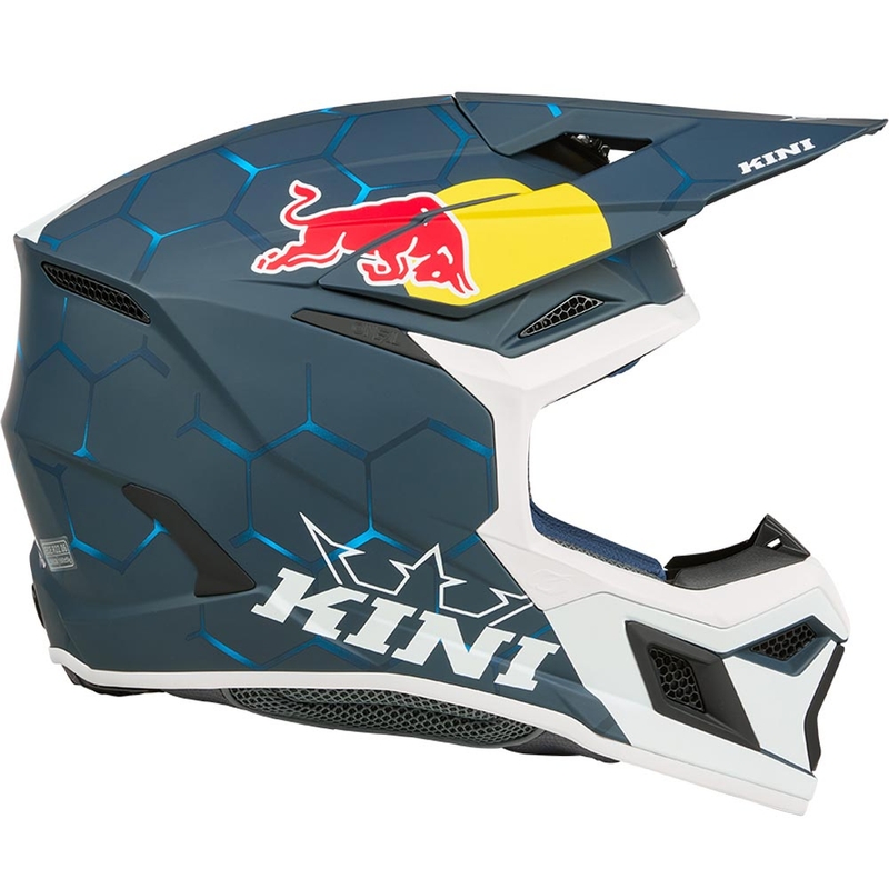 Детска мотокрос каска KINI Red Bull MX3 1.0 синьо-бяла