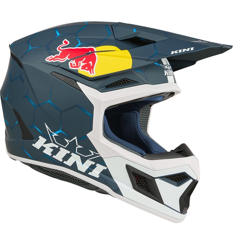 Детска мотокрос каска KINI Red Bull MX3 1.0 синьо-бяла