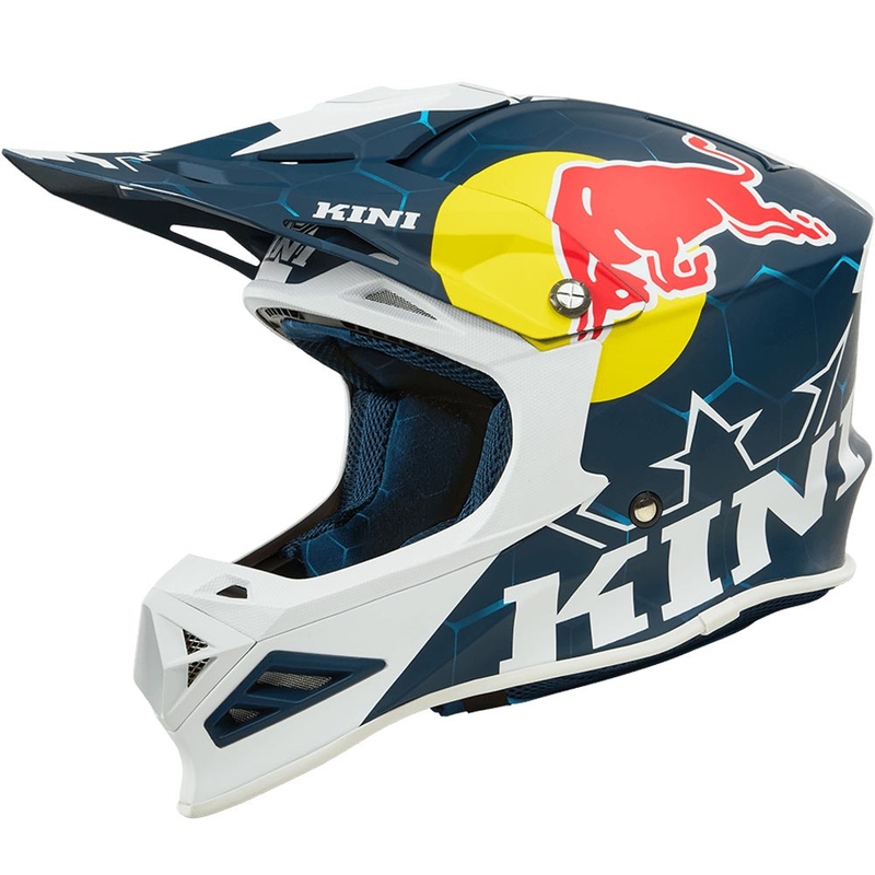 Мотокрос каска KINI Red Bull MXC1 1.0 синьо-бяла