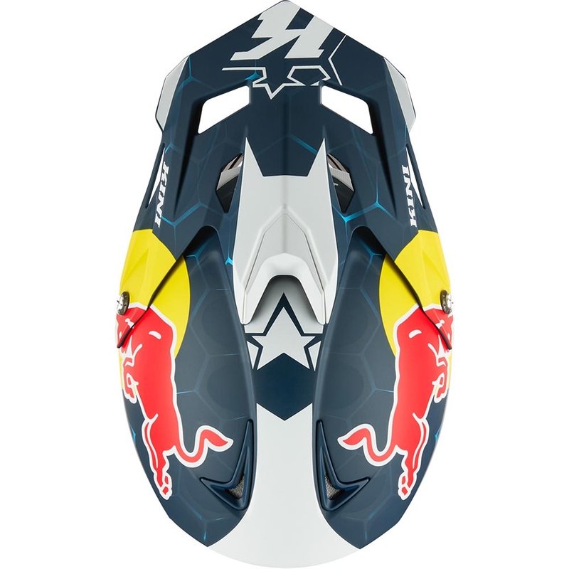 Мотокрос каска KINI Red Bull MXC1 1.0 синьо-бяла