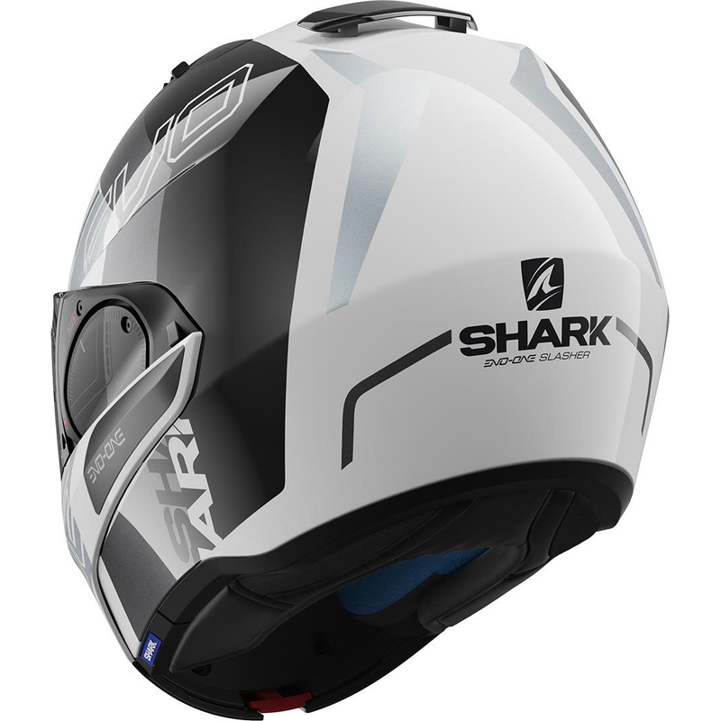 Překlápěcí přilba SHARK EVO-ONE 2 Slasher černo-bílo-stříbrná