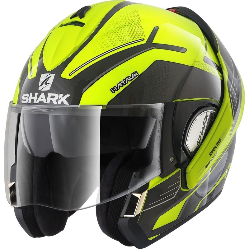 Překlápěcí přilba SHARK EVOLINE 3 Hataum černo-fluo žlutá výprodej
