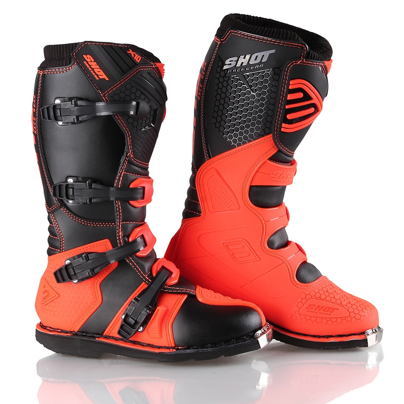 Boty na motorku Shot X10 černo-fluo oranžové