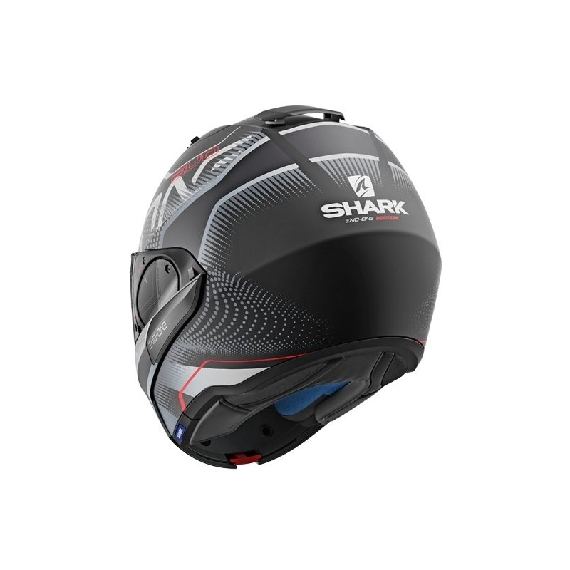 Překlápěcí přilba SHARK EVO-ONE 2 Keenser Mat černo-stříbrno-červená