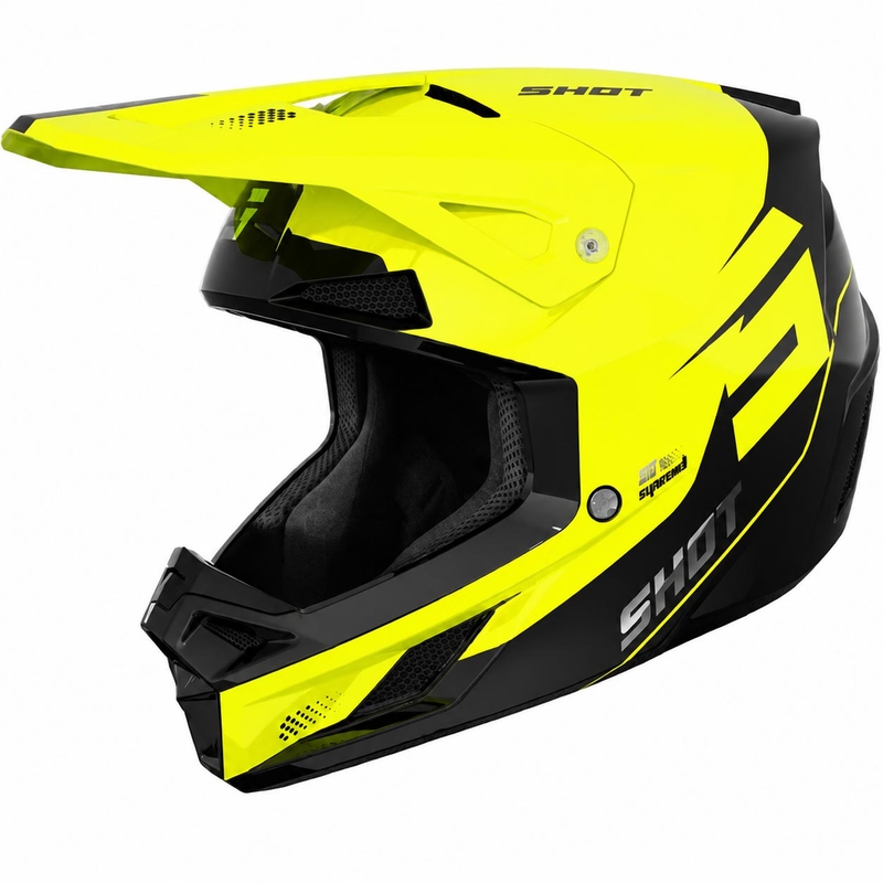 Детска мотокрос каска Shot Speed S, лъскава, флуоресцентно жълта