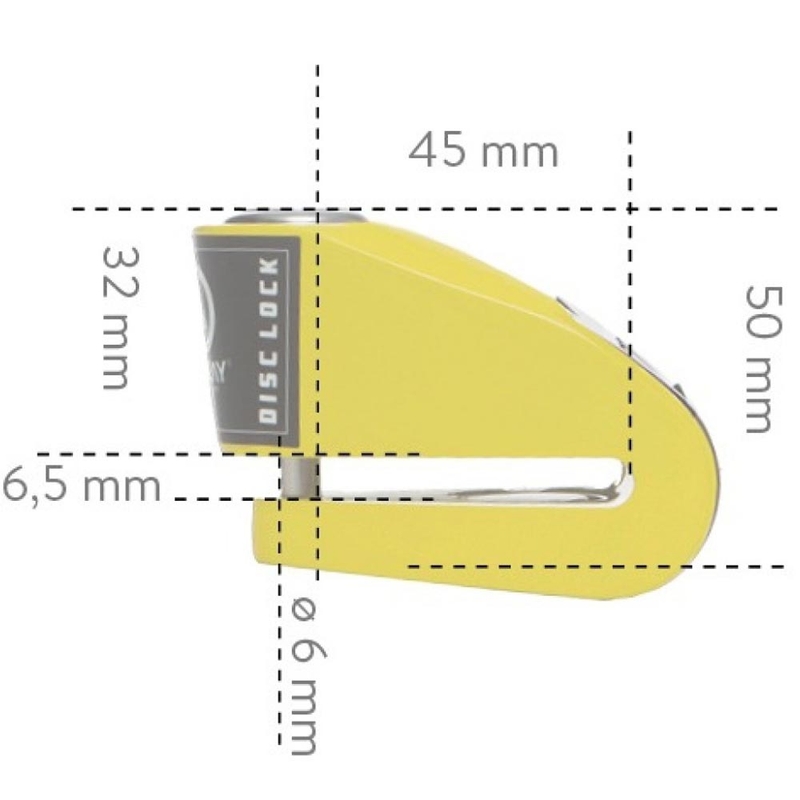 Заключване на спирачен диск Auvray B-Lock 06 с аларма 120 dB, жълто