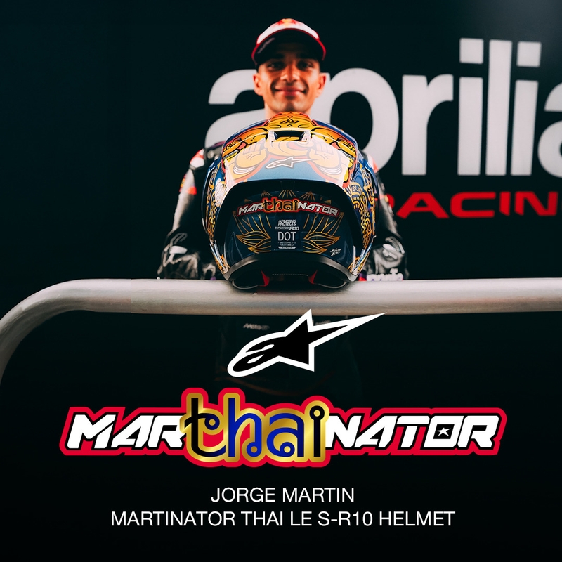 Мотоциклетна каска с пълно лице Alpinestars Supertech R10 Marthainator limited edition JORGE MARTIN син перлен златен червен