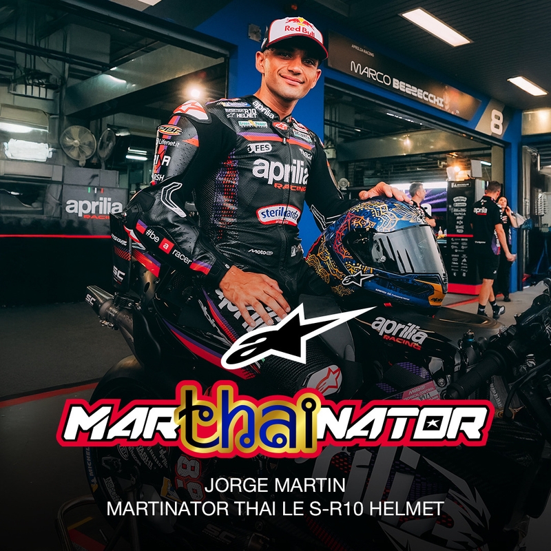 Мотоциклетна каска с пълно лице Alpinestars Supertech R10 Marthainator limited edition JORGE MARTIN син перлен златен червен