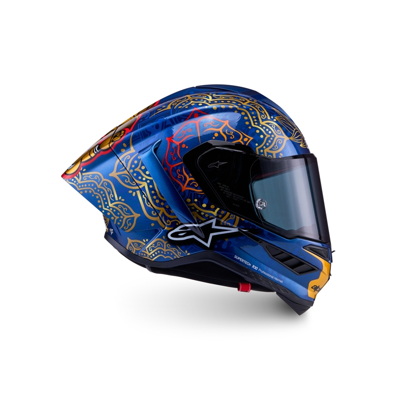 Мотоциклетна каска с пълно лице Alpinestars Supertech R10 Marthainator limited edition JORGE MARTIN син перлен златен червен