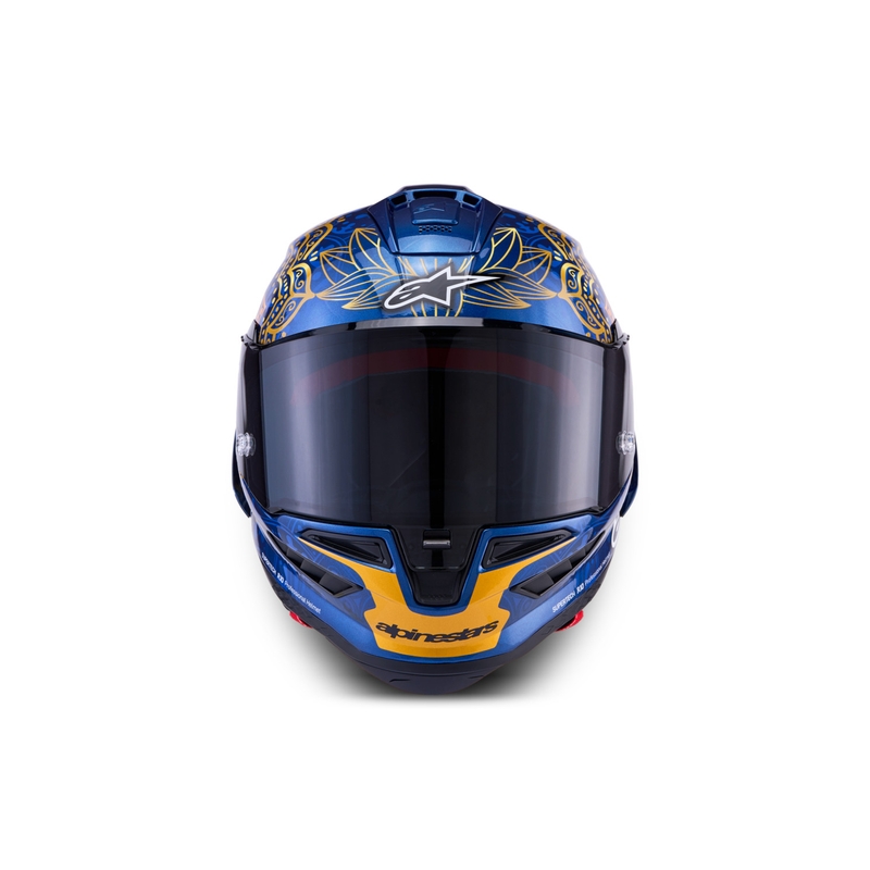 Мотоциклетна каска с пълно лице Alpinestars Supertech R10 Marthainator limited edition JORGE MARTIN син перлен златен червен