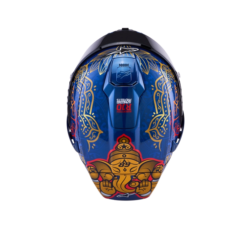 Мотоциклетна каска с пълно лице Alpinestars Supertech R10 Marthainator limited edition JORGE MARTIN син перлен златен червен