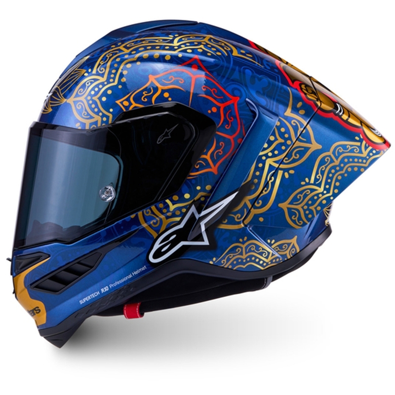Мотоциклетна каска с пълно лице Alpinestars Supertech R10 Marthainator limited edition JORGE MARTIN син перлен златен червен