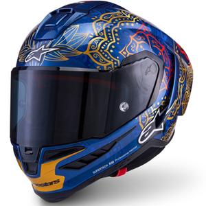Мотоциклетна каска с пълно лице Alpinestars Supertech R10 Marthainator limited edition JORGE MARTIN син перлен златен червен