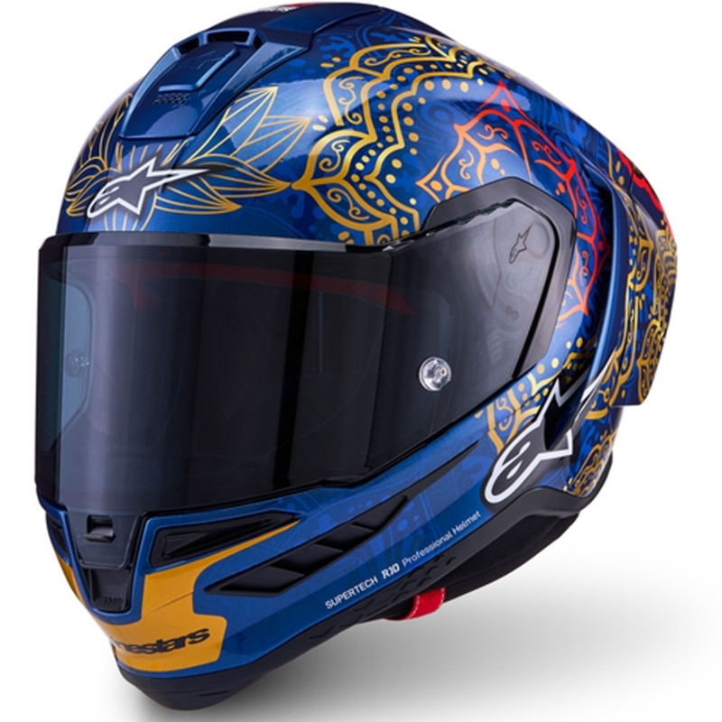 Мотоциклетна каска с пълно лице Alpinestars Supertech R10 Marthainator limited edition JORGE MARTIN син перлен златен червен
