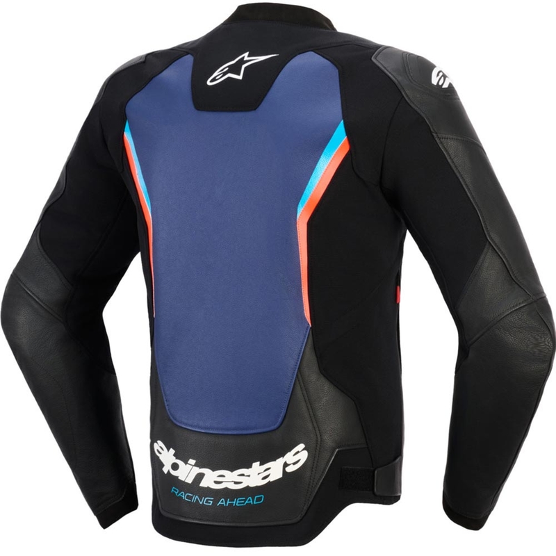 Кожено мотоциклетно яке Alpinestars GP Force V2, черно-синьо-флуоресцентно червено