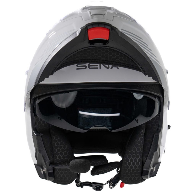 Мото каска с повдигаща се конструкция и слушалки SENA Specter бяла