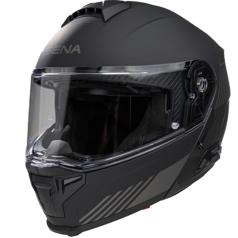 Мото каска с повдигаща се конструкция и слушалки SENA Specter, матово черна