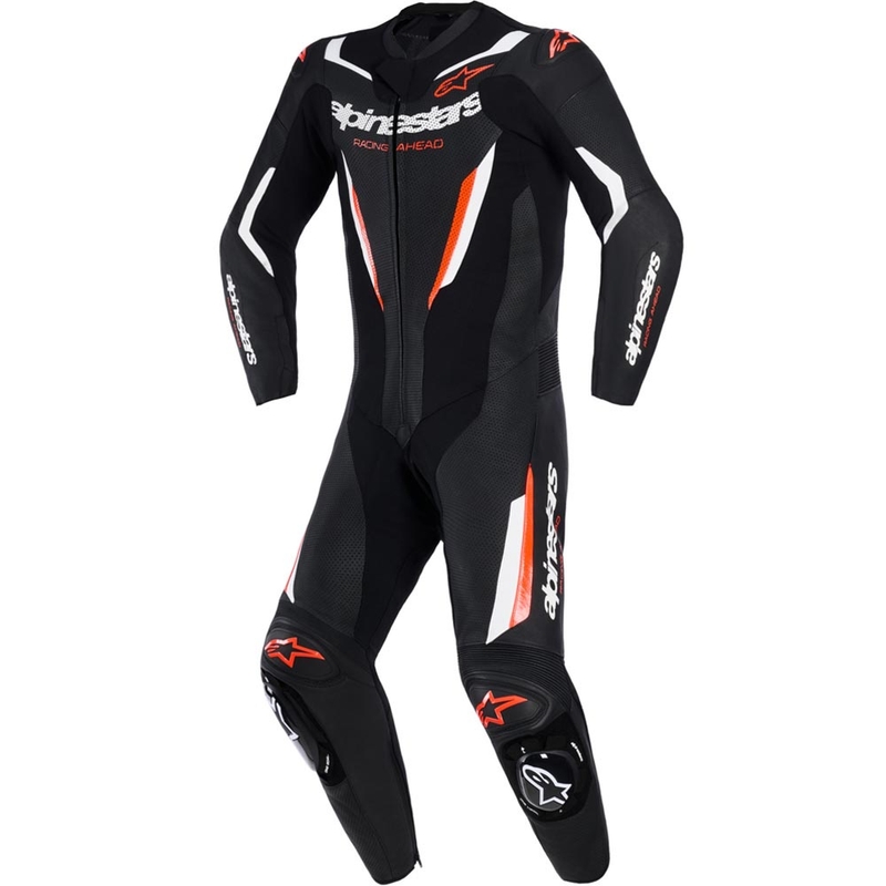 Alpinestars GP FORCE V2 едноделен мотоциклетен костюм черно-бяло-флуоресцентно червено