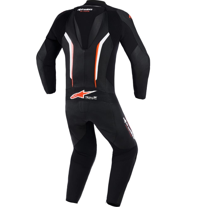 Alpinestars GP FORCE V2 едноделен мотоциклетен костюм черно-бяло-флуоресцентно червено
