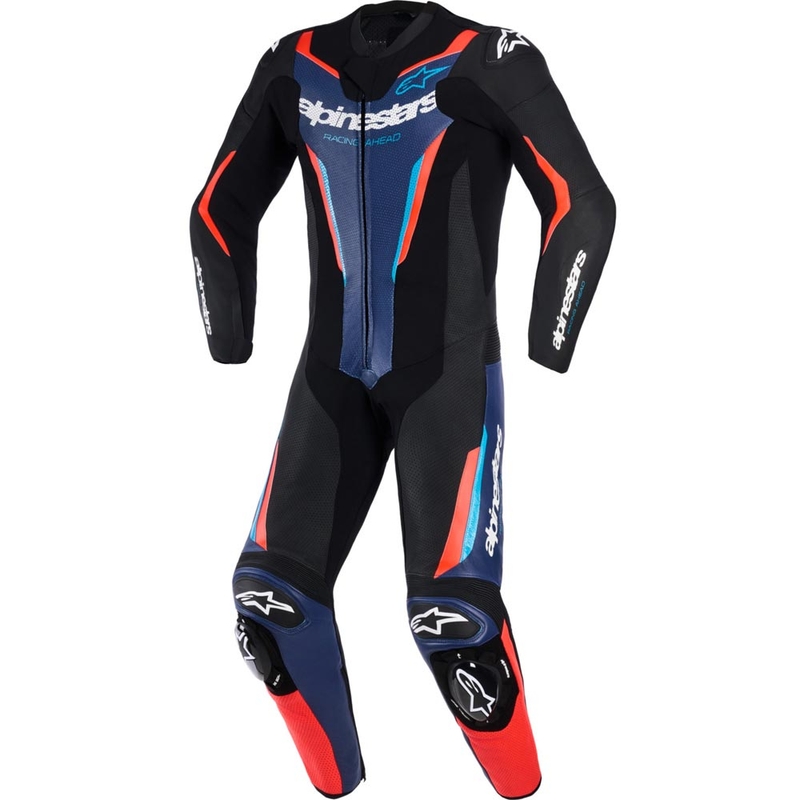 Alpinestars GP FORCE V2 едноделен мотоциклетен костюм черно-синьо-флуоресцентно червено