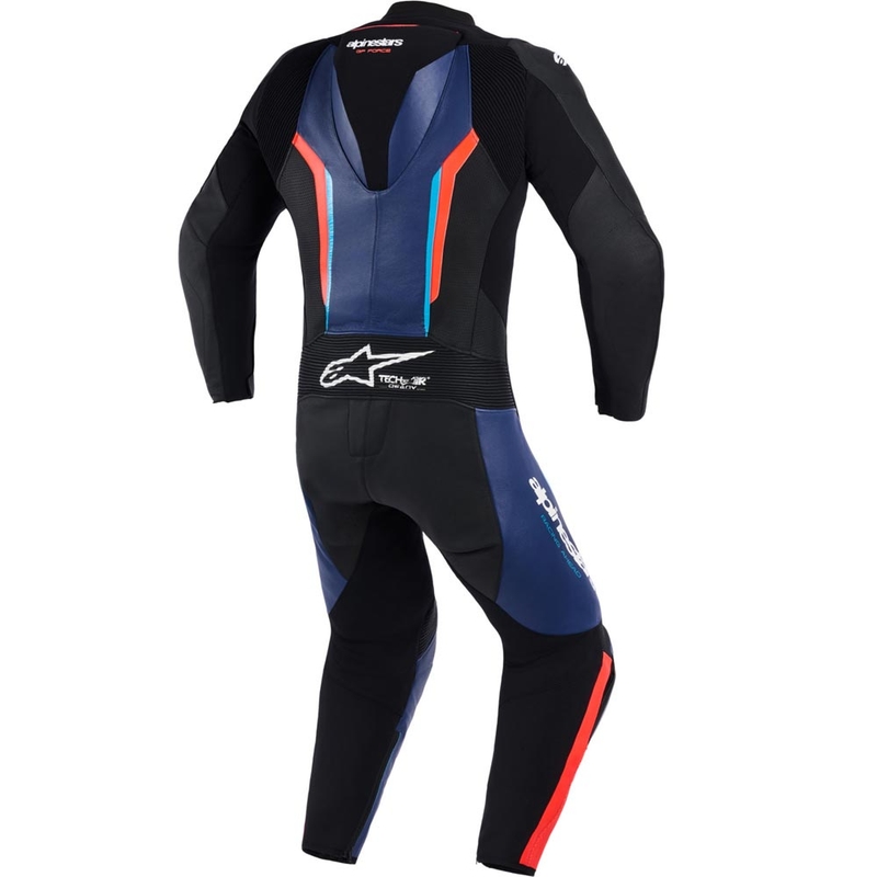 Alpinestars GP FORCE V2 едноделен мотоциклетен костюм черно-синьо-флуоресцентно червено