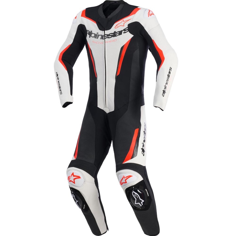 Alpinestars GP FORCE V2 едноделен мотоциклетен костюм бяло-черно-флуоресцентно червено