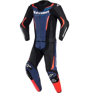 Alpinestars GP Force V2 двукомпонентен мотоциклетен костюм черно-синьо-флуоресцентно червено