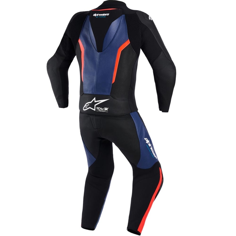 Alpinestars GP Force V2 двукомпонентен мотоциклетен костюм черно-синьо-флуоресцентно червено