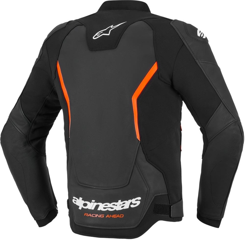Кожено мотоциклетно яке Alpinestars GP Force V2, черно-флуоресцентно червено-бяло