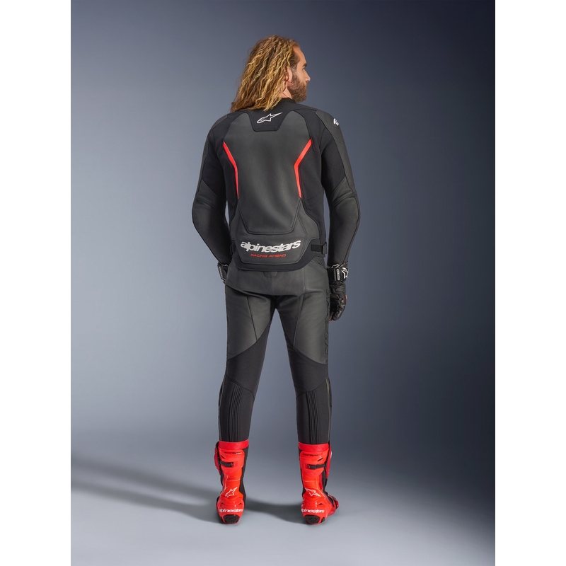 Кожено мотоциклетно яке Alpinestars GP Force V2, черно-флуоресцентно червено-бяло
