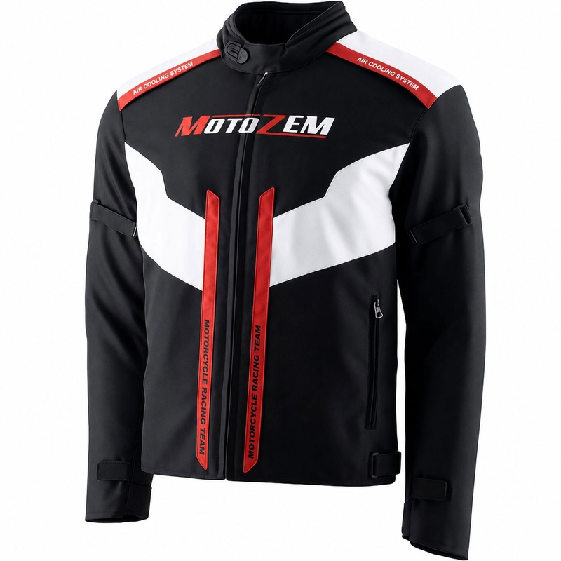 Мотоциклетно яке Motozem Team 2 черно-бяло