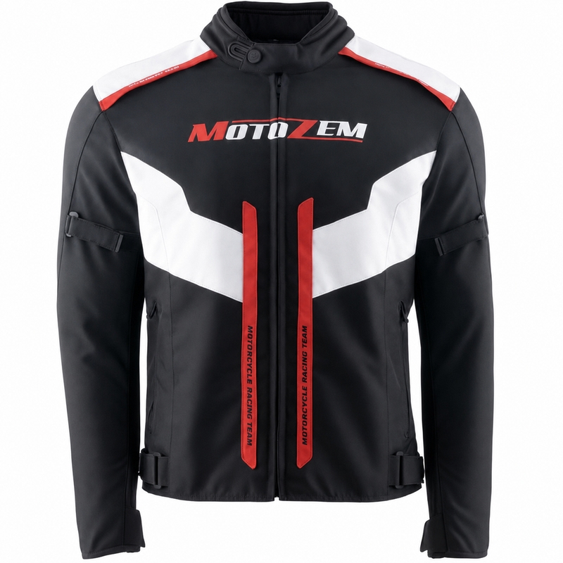Мотоциклетно яке Motozem Team 2 черно-бяло