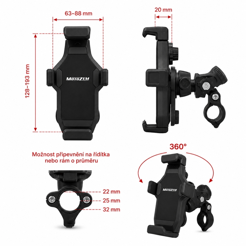Антивибрационна стойка за мотоциклет с ключалка MotoZem Grip PRO черна
