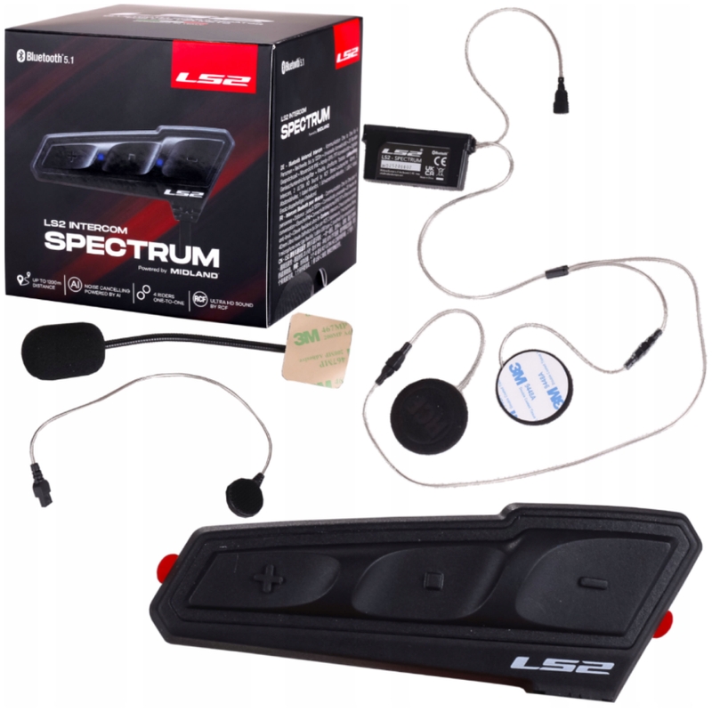 Bluetooth мотоциклетен интерком LS2 Spectrum черен