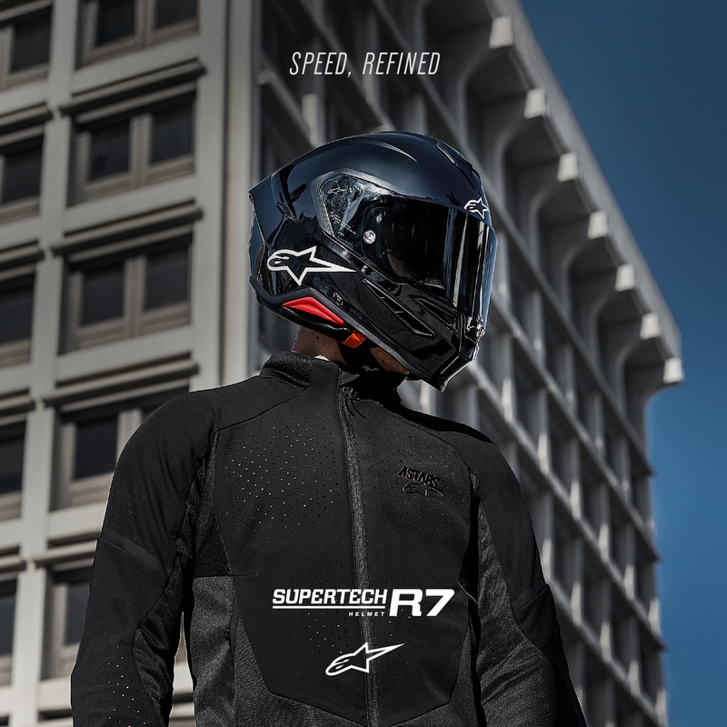 Alpinestars S-R7 Solid, мотоциклетна каска с пълно лице, черна