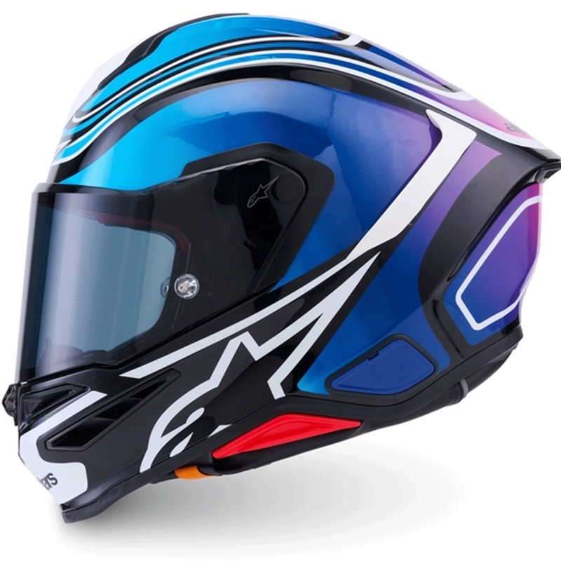 Alpinestars S-R7 Zeal каска за мотоциклет с пълно лице, черно-синьо-флуоресцентно розово-бяло