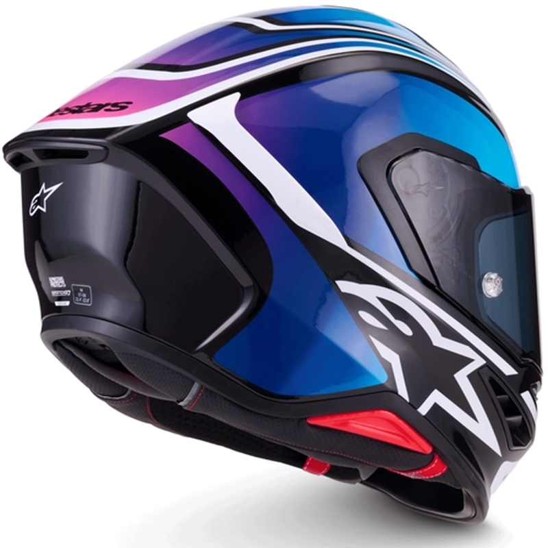 Alpinestars S-R7 Zeal каска за мотоциклет с пълно лице, черно-синьо-флуоресцентно розово-бяло