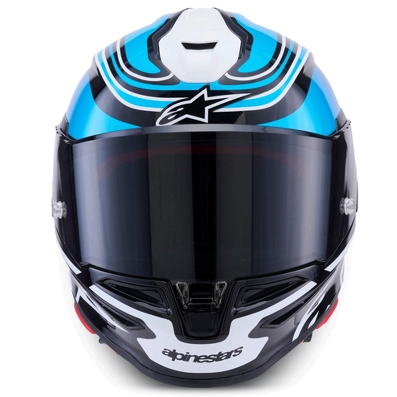 Alpinestars S-R7 Zeal каска за мотоциклет с пълно лице, черно-синьо-флуоресцентно розово-бяло