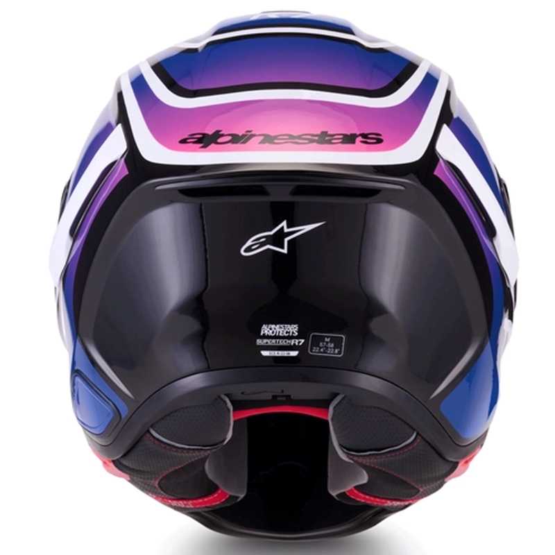 Alpinestars S-R7 Zeal каска за мотоциклет с пълно лице, черно-синьо-флуоресцентно розово-бяло