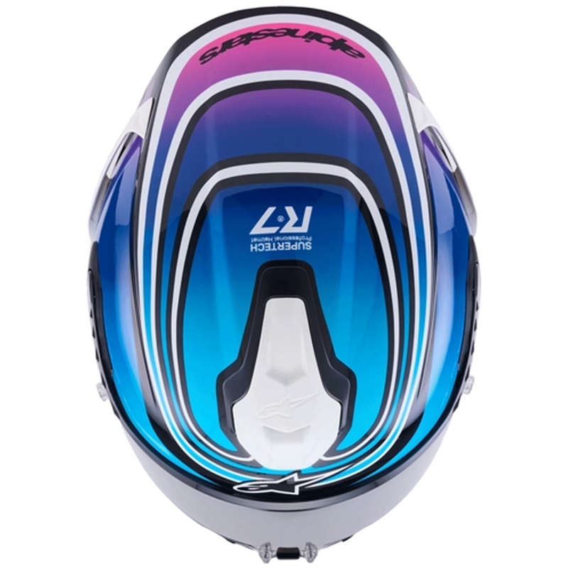 Alpinestars S-R7 Zeal каска за мотоциклет с пълно лице, черно-синьо-флуоресцентно розово-бяло