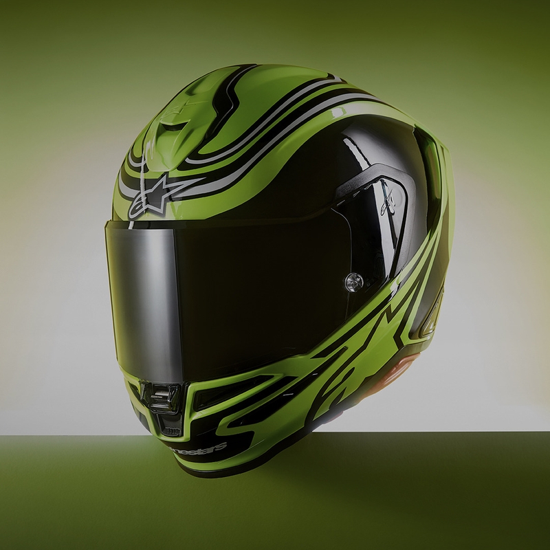 Alpinestars S-R7 Zeal каска за мотоциклет с пълно лице, флуоресцентно жълто-черно-бяло