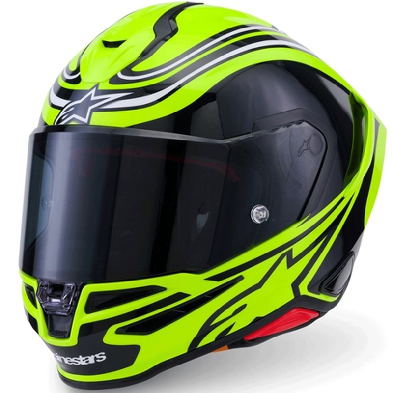 Alpinestars S-R7 Zeal каска за мотоциклет с пълно лице, флуоресцентно жълто-черно-бяло