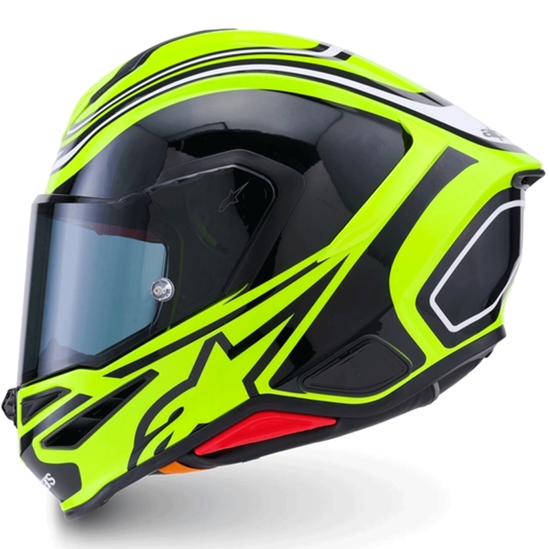 Alpinestars S-R7 Zeal каска за мотоциклет с пълно лице, флуоресцентно жълто-черно-бяло