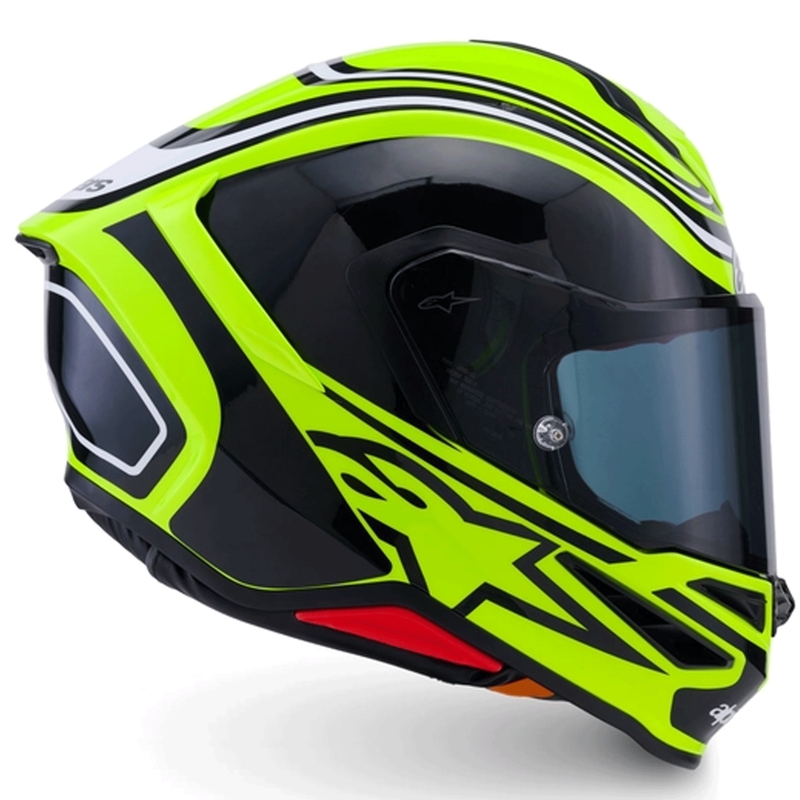 Alpinestars S-R7 Zeal каска за мотоциклет с пълно лице, флуоресцентно жълто-черно-бяло