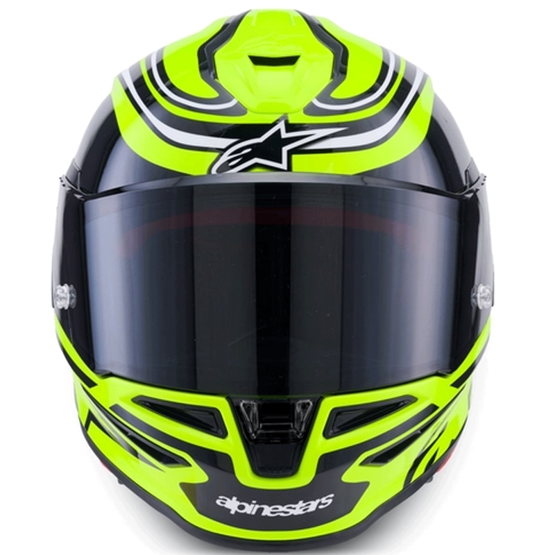 Alpinestars S-R7 Zeal каска за мотоциклет с пълно лице, флуоресцентно жълто-черно-бяло